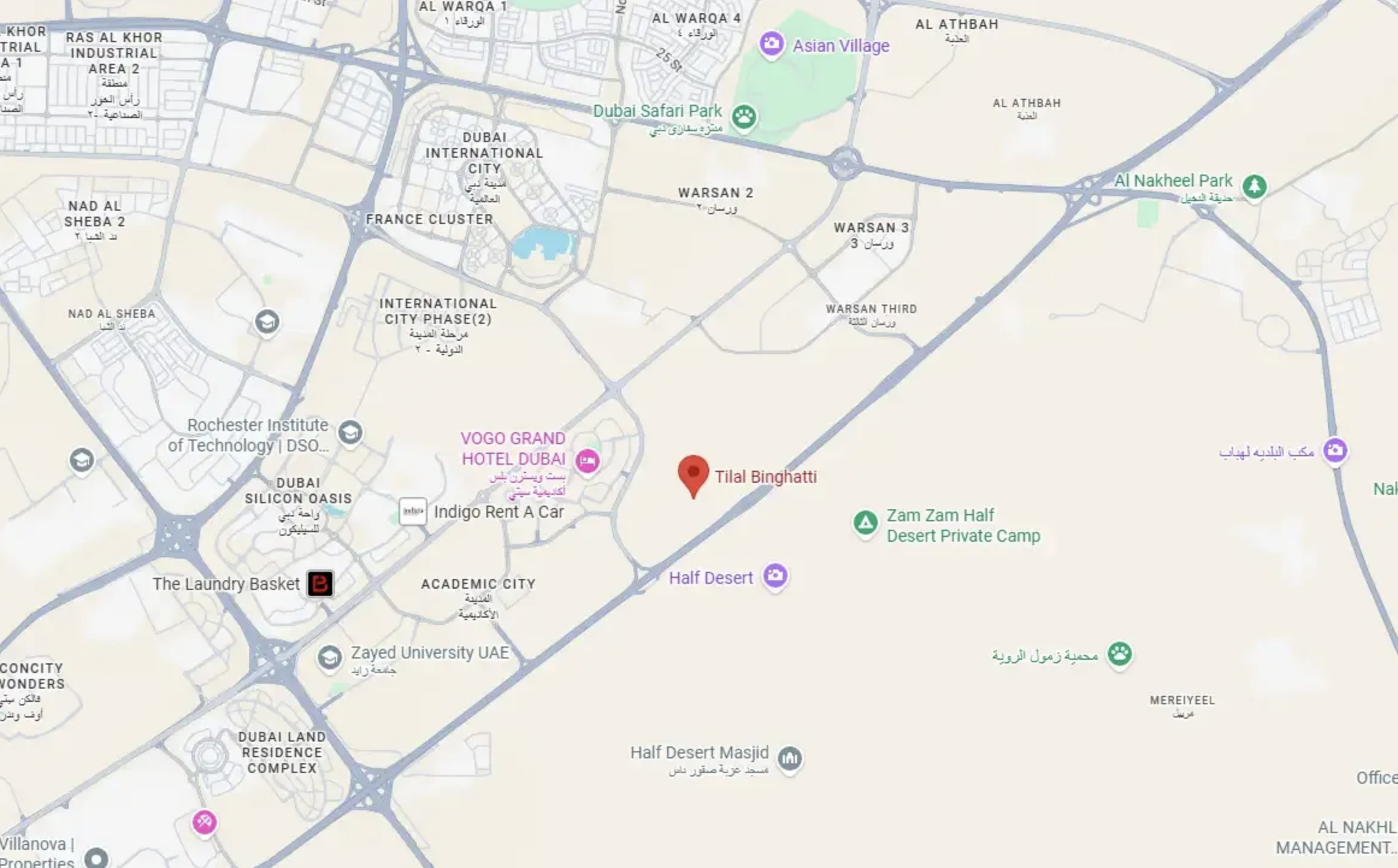 Tilal Binghatti location map - Al Rowaiyah, Dubailand